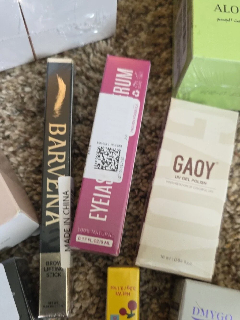 Skincare & Beauty Box Lot with Bright Green Aloe Vera Packaging